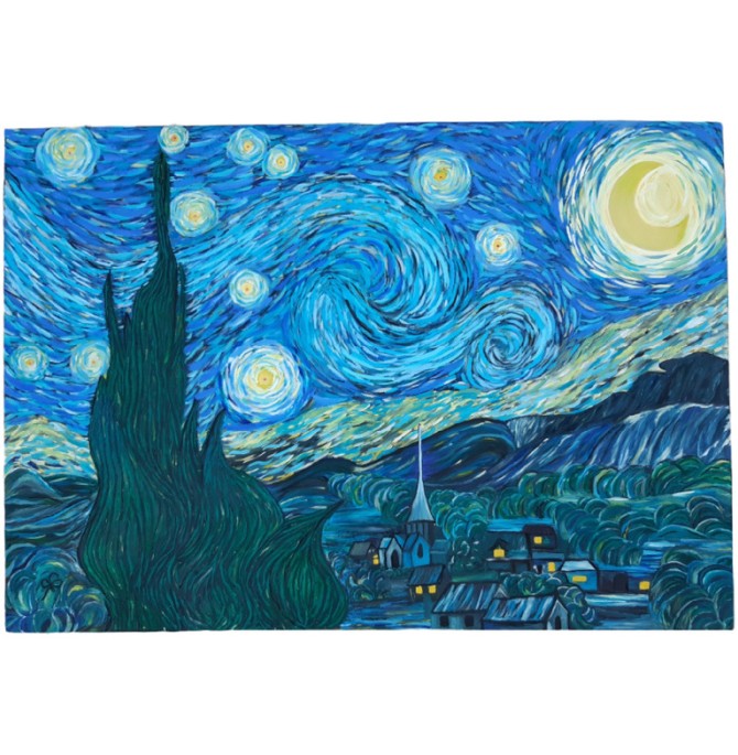 قیمت و خرید تابلو نقاشی رنگ روغن طرح شب پر ستاره ونسان ون گوگ کد 12