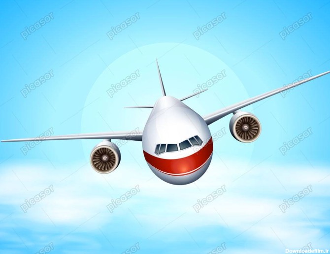 وکتور پس زمینه هواپیمای مسافربری از روبرو در آسمان - وکتور هواپیما ...