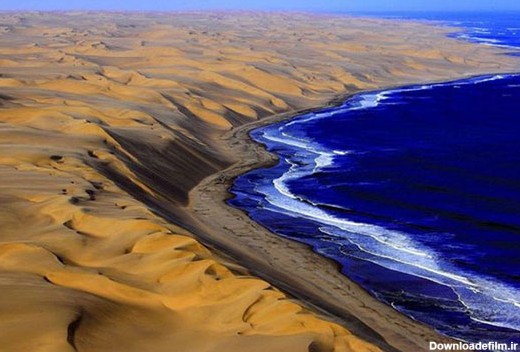 مرز تماشایی اقیانوس با کویر در صحرای نامیب +عکس