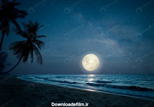 عکس باکیفیت دریا در شب مهتابی – مرجع دانلود فایلهای دیجیتالی