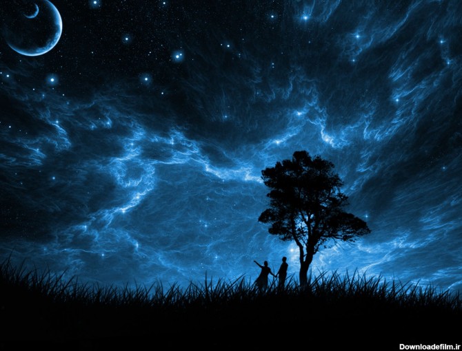 عکس زیبای ماه با منظره شب و ابر + اشعار زیبا با مضمون ماه و ...