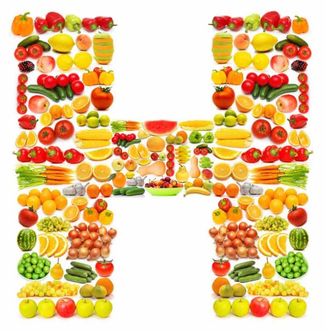 تصویر زیبا از حرف H با میوه ها | تیک طرح مرجع گرافیک ایران