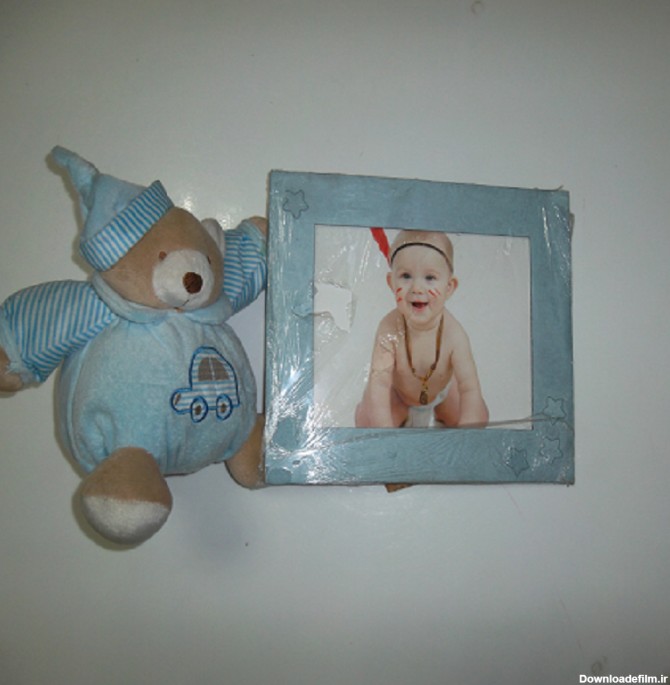 قاب عکس عروسکی اتاق نوزاد طرح خرس آبی