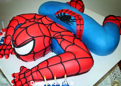 تزیین کیک تولد - عکس کیک تولد - کیک مرد عنکبوتی