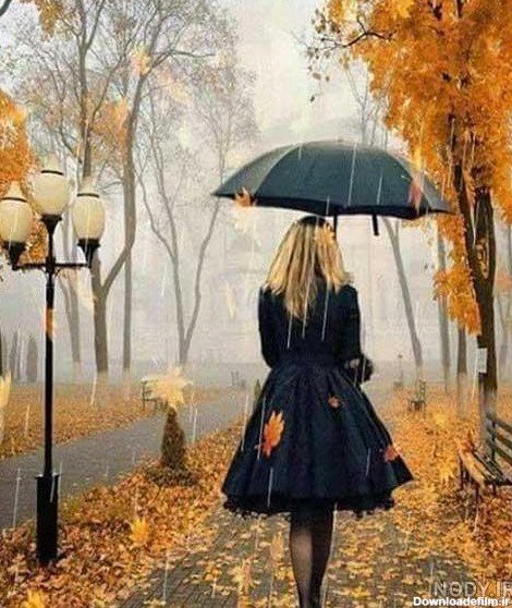 عکس پاییزی بارانی دخترانه
