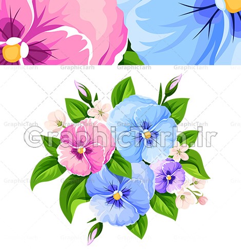 وکتور گل آبی و صورتی گرافیکی | گرافیک طرح | دانلود وکتور گل ...