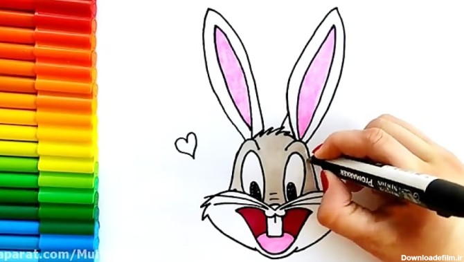 آموزش نقاشی کودکانه - نقاشی خرگوش بامزه دوست داشتنی