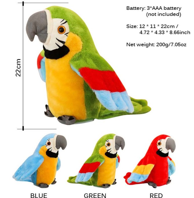 عروسک طوطی سخنگو باتری خور متحرک | آفر پخش