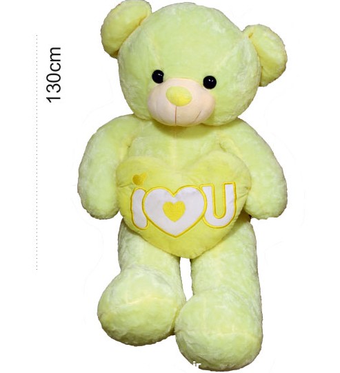 عروسک خرس قلب بدست زرد لیمویی سایز 130 ilove you - عروسک پولیشی ...