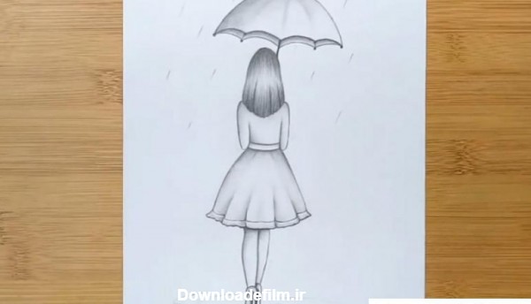 نقاشی دخترانه چتر ❤️ [ بهترین تصاویر ]