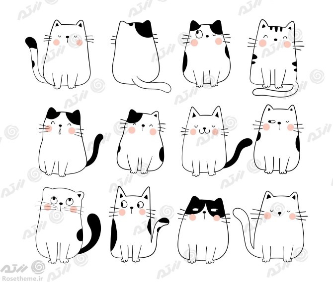 وکتور کارتونی گربه سیاه و سفید بامزه کارتونی به صورت فایل ...