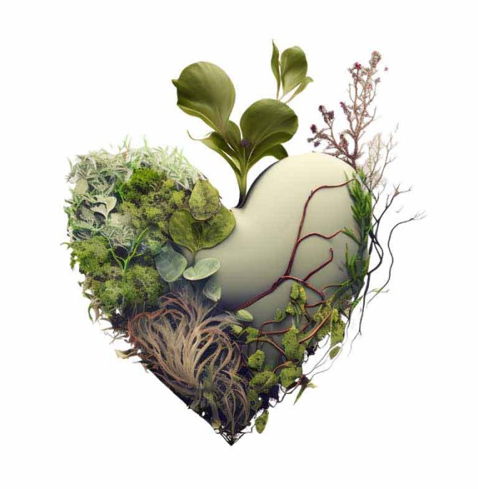دانلود طرح قلب با گیاهان سبز