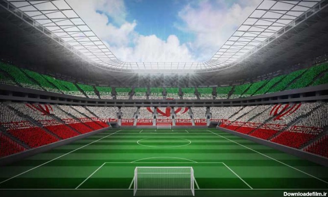 تصویر با کیفیت استادیوم با صندلی های پرچم ایران