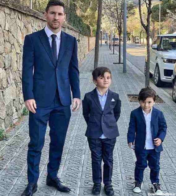مسی و پسرانش | تیپ جالب مسی و پسرانش با کت و شلوار