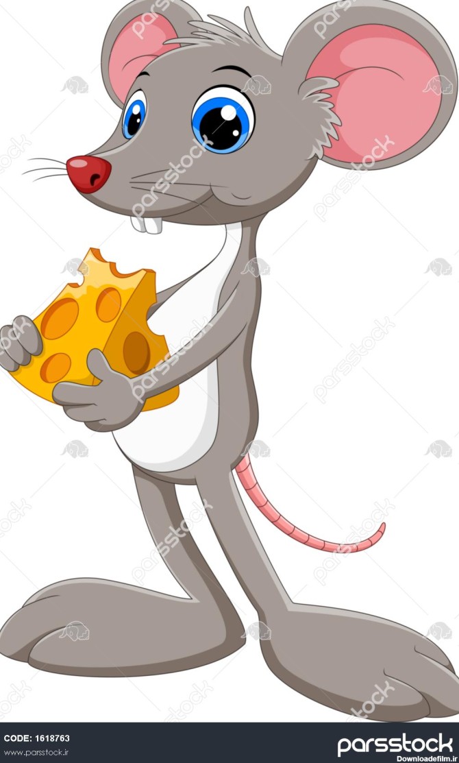 موش کارتونی خنده دار با تکه پنیر 1618763