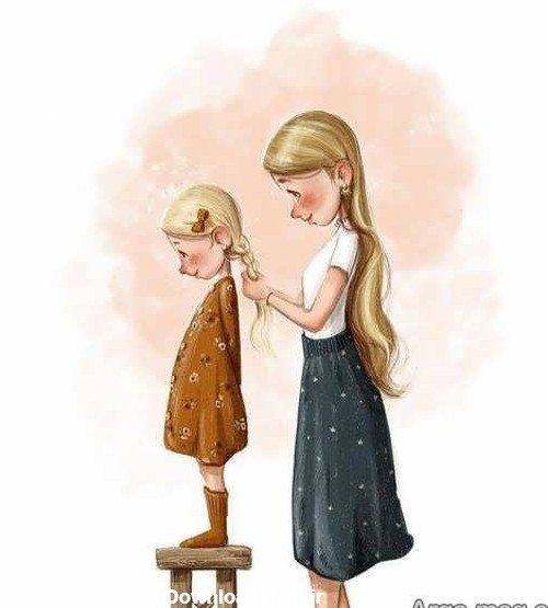عکس کارتونی دختر و مادر
