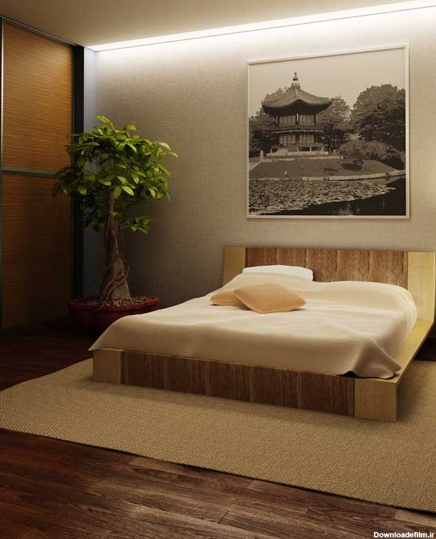 دانلود عکس زیبا از اطاق خواب با تابلو چینی