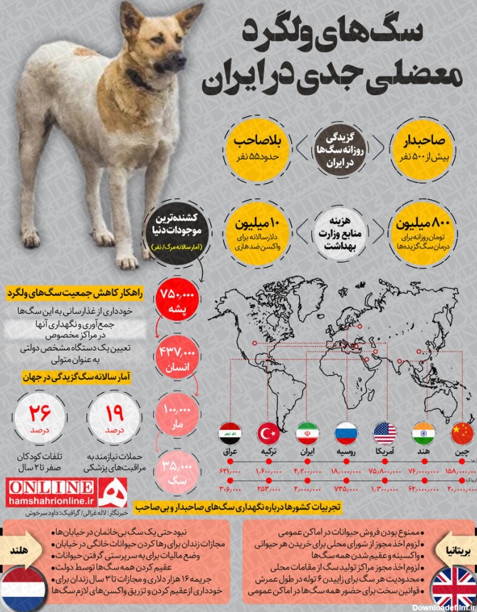 اینفوگرافیک | جمعیت سگ‌ها در ایران و کشورهای جهان | آمار هولناک ...