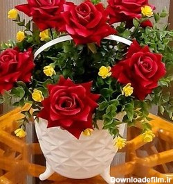 خرید و قیمت گلدان مصنوعی به همراه گل رز مخملی زیبا و خیلی قشنگ | ترب