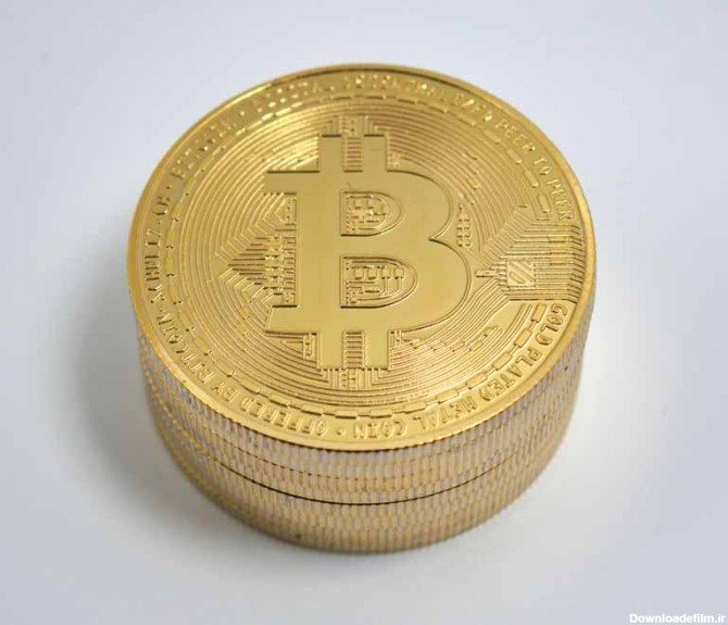 دانلود تصویر سکه های بیت کوین طلایی روی هم