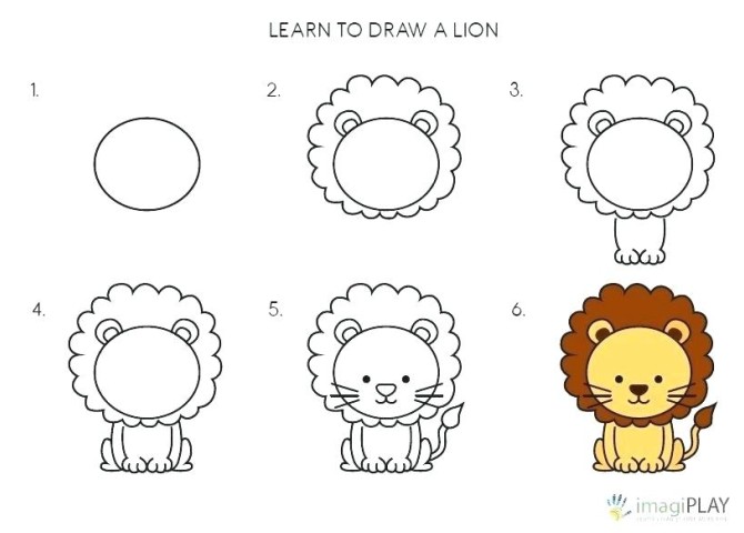 آموزش نقاشی برای کودکان (آموزش مرحله به مرحله نقاشی شیر)