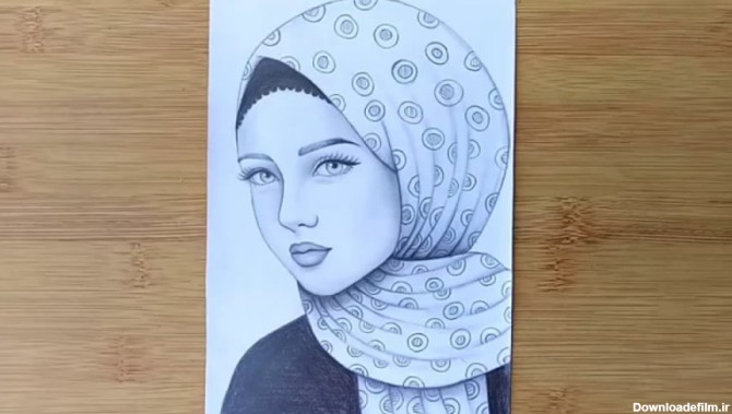اموزش طراحی با مداد دختر با حجاب