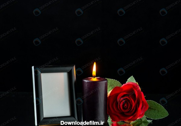 قاب عکس مشکی با گل رز و شمع - مرجع دانلود فایلهای دیجیتالی