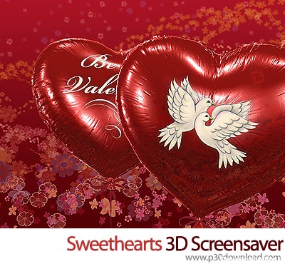 دانلود Sweethearts 3D Screensaver v1.1 Build 3 - اسکرین سیور قلب های رمانتیک