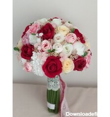خرید و قیمت دسته گل عروس مصنوعی قرمز سفید صورتی از غرفه دسته گل ...
