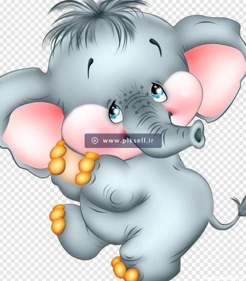 فایل png کاراکتر کارتونی فیل خاکستری