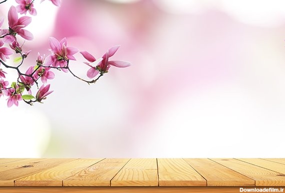 تصویر پس زمینه گل با میز چوبی در فصل بهار | فری پیک ایرانی ...