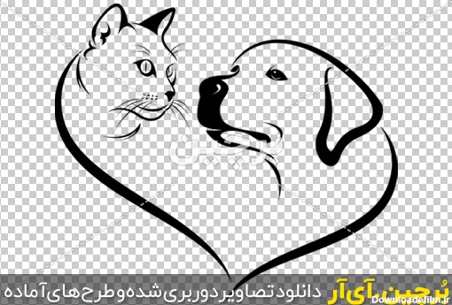 Borchin-ir-Vector of a dog head and cat head design نقاشی سیاه قلم سگ و گربه png2