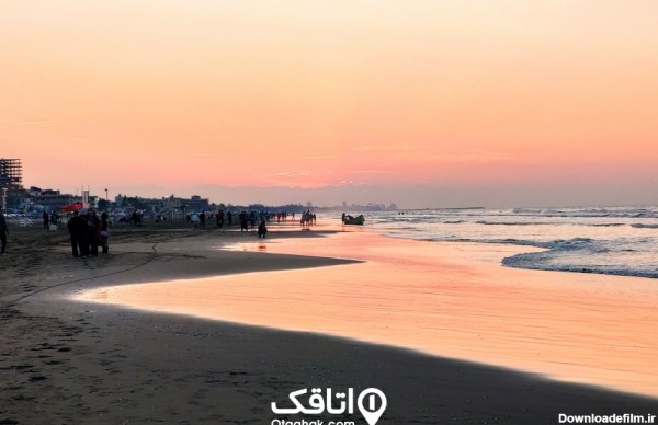 تصویری زیبا از ساحل بابلسر در غروب آفتاب