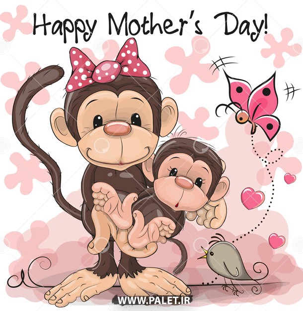دانلود وکتور میمون مادر و بچه عروسکی