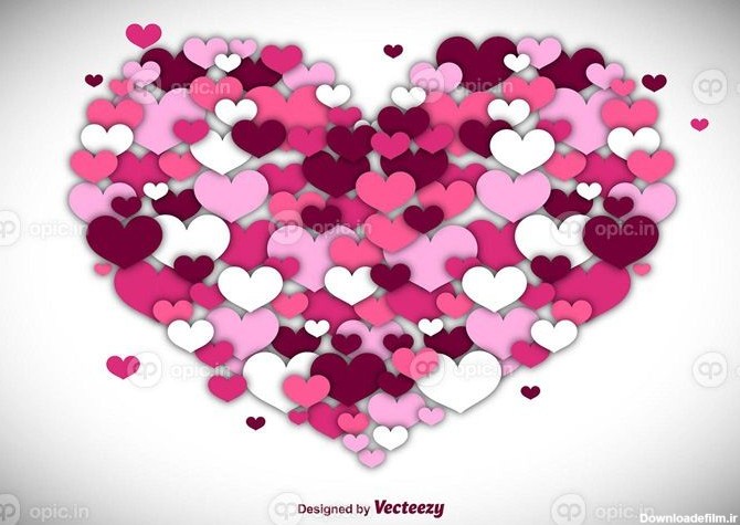 دانلود وکتور قلب بزرگ زیبا ساخته شده با قلب صورتی قرمز و ...