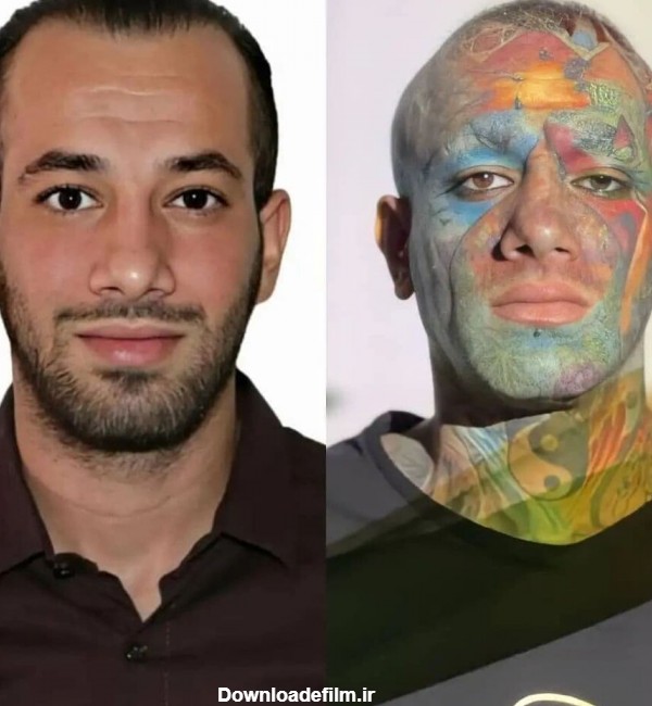 عکس قبل و بعد تتلو پیش از خالکوبی + تتو کامل بدن / عکس