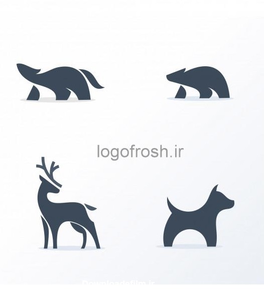مجموعه 4 لوگوی سیاه و سفید از حیوانات ،گوزن،سگ و.. – لوگو فروش ...