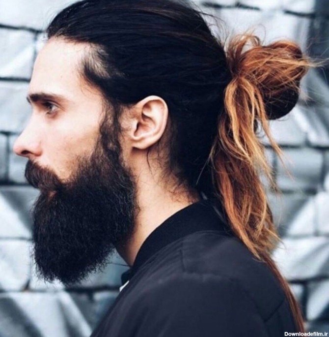 مدل موی بلند مردانه از پشت بسته با ریش بلند