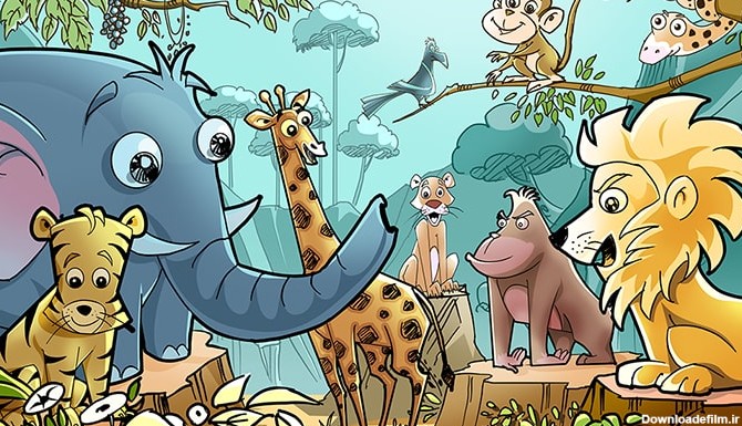 فایل لایه باز مجموعه حیوانات جنگل طرح کارتونی | فری پیک ...