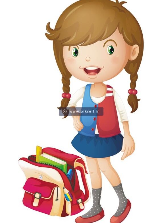 عکس کارتونی دختری که به مدرسه می رود