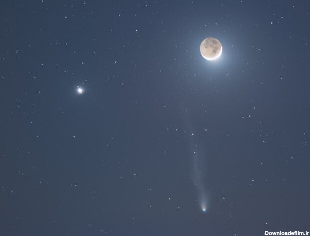 تصویر روز ناسا: ملاقات دنباله‌دار، ماه، مشتری و اورانوس ...