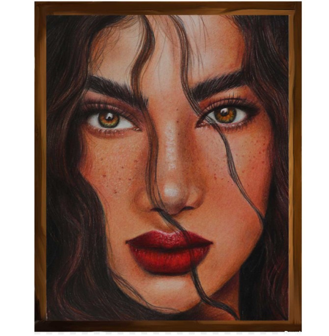 قیمت و خرید تابلو نقاشی مدل مداد رنگی طرح چهره زن