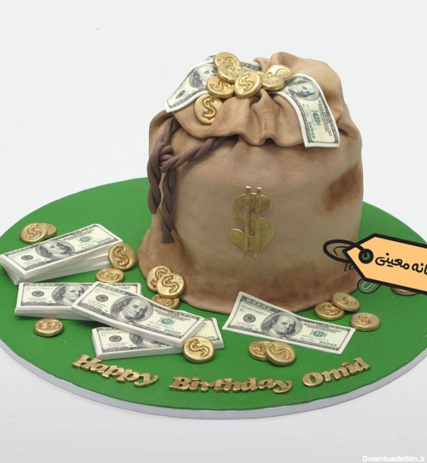 کیک کیسه پول دلار فوندانتی - خانه آبنبات چوبی