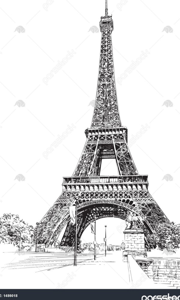 برج ایفل پاریس فرانسه طراحی دست تصویر برداری 1486018