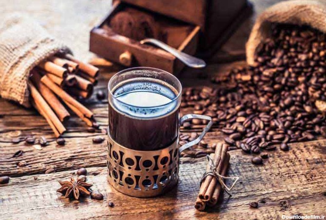 تصویر زیبا از پودر قهوه و دارچین