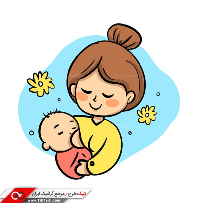 طرح کلیپ آرت نوزاد در آغوش مادر | تیک طرح مرجع گرافیک ایران %