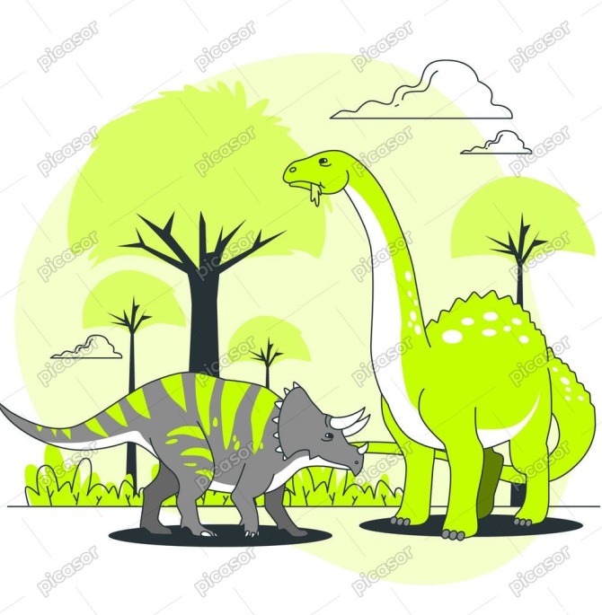 وکتور نقاشی دایناسورها در جنگل » پیکاسور