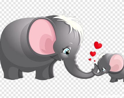 فایل دوربری شده کاراکتر فیل و بچه فیل عاشق با پسوند png