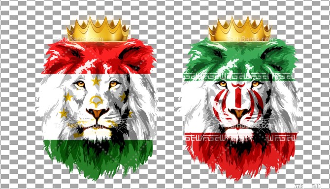 تصویر با کیفیت صورت شیر با طرحم پرچم ایران بدون پس زمینه