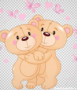 تصویر کارتونی دوربری شده خرس کوچولوهای عاشق (بدون زمینه png)
